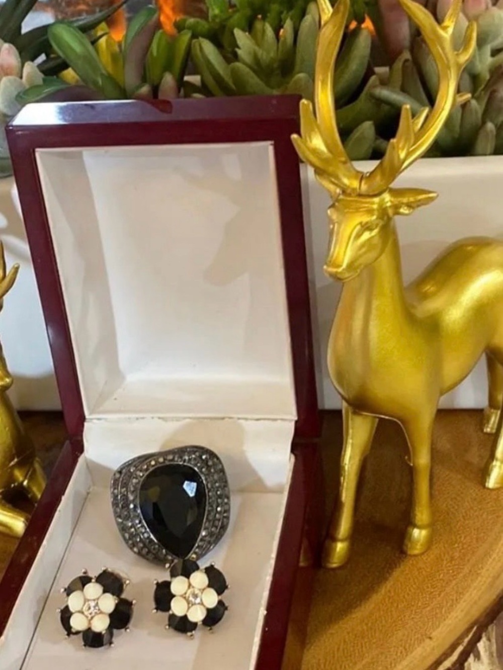 Onyx & Pearl Earring & Ring Set